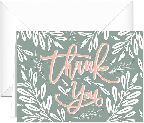 Canopy Street Blush Floral Pastel Thank You Cards / 24 Wedding Thanks Note Cards / 3 1/2" x 4 7/8" Baby Shower Greenery Accent Greeting Cards / 6 All Occasion Appreciation Note Designs in Kuwait