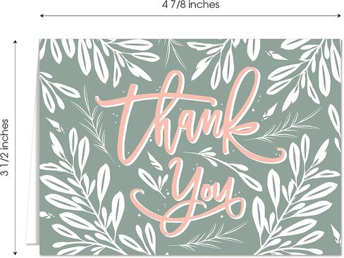 Canopy Street Blush Floral Pastel Thank You Cards / 24 Wedding Thanks Note Cards / 3 1/2" x 4 7/8" Baby Shower Greenery Accent Greeting Cards / 6 All Occasion Appreciation Note Designs in Kuwait