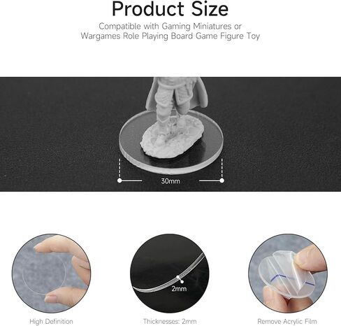 100Pcs Round Clear Plastic Model Bases 30mm/1.18 inch Wide 2mm Thick for Gaming Miniatures or Wargames Role Playing Board Game Figure Toy (100PCS-30mm-Clear) in Kuwait