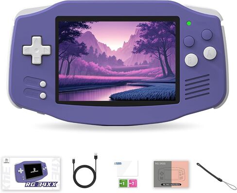RG34XX Console Handheld Game Console 3.4 بوصة 720*480 شاشة IPS مدمجة في 32G+128G CARD CARD CARD VIDEO VIDEO DOMESS 3500MAH LITHIUM BUTTIONS تدعم متعددة أجهزة محاكاة عادية RG34XX Game Console (Purple) in Saudi Arabia