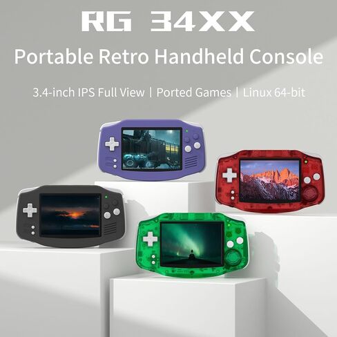 RG34XX Console Handheld Game Console 3.4 بوصة 720*480 شاشة IPS مدمجة في 32G+128G CARD CARD CARD VIDEO VIDEO DOMESS 3500MAH LITHIUM BUTTIONS تدعم متعددة أجهزة محاكاة عادية RG34XX Game Console (Purple) in Saudi Arabia
