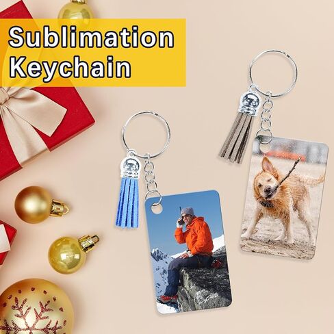 240 Pcs metal Sublimation Keychain Blanks Bulk,rectangle Sublimation Ornament Blanks key chain,Double Sided Sublimation Blanks Keychain Heat Transfer Keychain Blanks with Tassels in Saudi Arabia