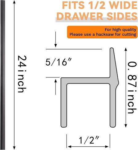 Tenare 4 Pieces Hanging File Rails PVC Black File Rails Hanging System Keeping Your Folders Neat and Organized(1/2 Inch Drawer Sides 24 Inch Long) in Saudi Arabia