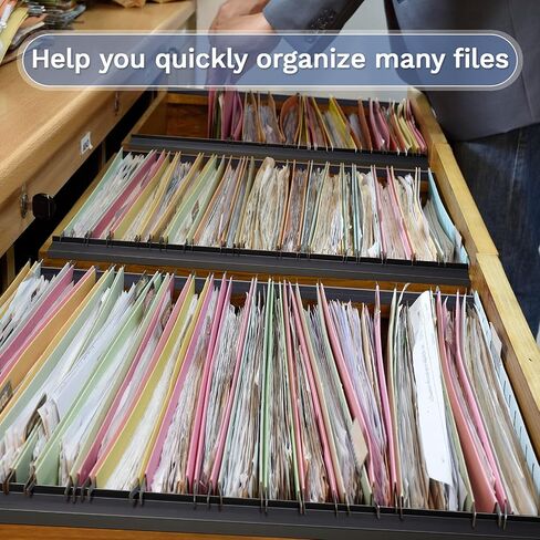 Tenare 4 Pieces Hanging File Rails PVC Black File Rails Hanging System Keeping Your Folders Neat and Organized(1/2 Inch Drawer Sides 24 Inch Long) in Saudi Arabia