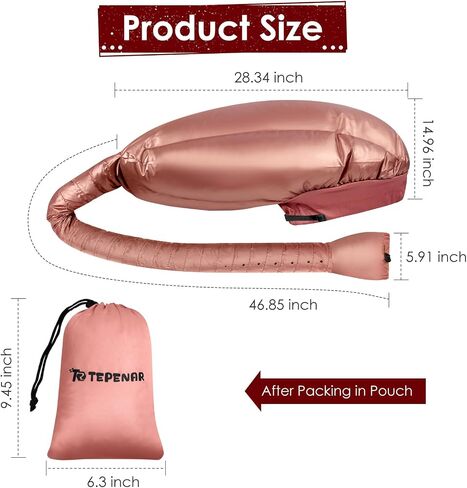 Bonnet Hood Hair Dryer Attachment: Upgraded Extra Large Adjustable Soft Dryer Caps - Easy to Use for Natural Curly Textured Hair Care Styling Fast Drying - Rose Gold in Kuwait