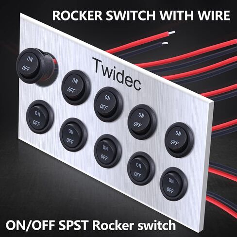 Twidec/5Pcs Rocker Switch AC 6A/250V 10A/125V SPST 2 Pins 2 Position ON/Off Car Boat Square Black Rocker Switch Toggle with Pre-soldered Wires KCD1-1-101-ON-OFF-X in Saudi Arabia
