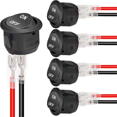 Twidec/5Pcs Rocker Switch AC 6A/250V 10A/125V SPST 2 Pins 2 Position ON/Off Car Boat Square Black Rocker Switch Toggle with Pre-soldered Wires KCD1-1-101-ON-OFF-X in Saudi Arabia