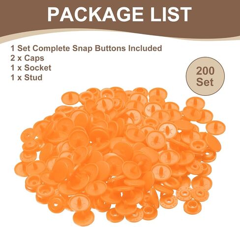 HARFINGTON 200 Set Plastic Snaps T5 Round Resin No-Sew Button Plastic Snap Fasteners Kit for Clothing Sewing Rain Coat Diapers Bibs Crafting, Rose Red in Kuwait