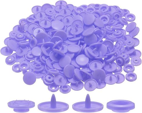 HARFINGTON 200 Set Plastic Snaps T5 Round Resin No-Sew Button Plastic Snap Fasteners Kit for Clothing Sewing Rain Coat Diapers Bibs Crafting, Rose Red in Kuwait