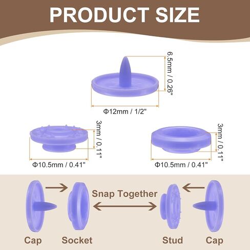 HARFINGTON 200 Set Plastic Snaps T5 Round Resin No-Sew Button Plastic Snap Fasteners Kit for Clothing Sewing Rain Coat Diapers Bibs Crafting, Rose Red in Kuwait