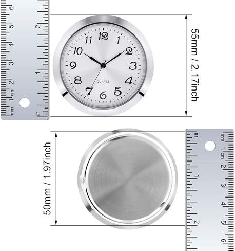 Hicarer 2-1/8 Inch (55 mm) Quartz Clock Insert, Zinc-alloy Metal Case, Arabic Numeral, White Face (Gold) in Kuwait