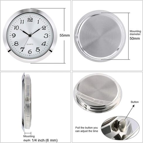 Hicarer 2-1/8 Inch (55 mm) Quartz Clock Insert, Zinc-alloy Metal Case, Arabic Numeral, White Face (Gold) in Kuwait