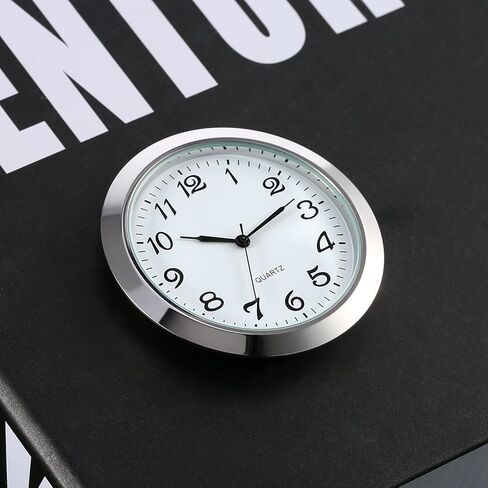 Hicarer 2-1/8 Inch (55 mm) Quartz Clock Insert, Zinc-alloy Metal Case, Arabic Numeral, White Face (Gold) in Kuwait