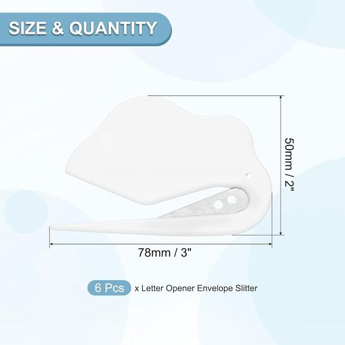 PATIKIL Letter Opener Envelope Slitter, 6Pcs Mail Slitter Safe Mail Opener for Women Paper Postal Package Home Office, White in Saudi Arabia