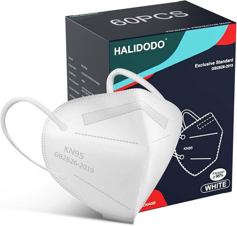 HALIDODO 100 Packs Individually Wrapped KN95 Face Mask 5-Ply Breathable & Comfortable Filter Safety Mask, Black in Kuwait