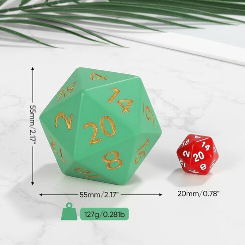 55 ملم عملاق D20 DND ، 20 من جانب الراتنج D&D النرد مع الحقيبة المخملية ، زهر التيتان متعدد السطوح المحددة للأبراج المحصنة والتنين ، RPG ، MTG Tabletop Games (Black) in Kuwait