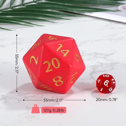55 ملم عملاق D20 DND ، 20 من جانب الراتنج D&D النرد مع الحقيبة المخملية ، زهر التيتان متعدد السطوح المحددة للأبراج المحصنة والتنين ، RPG ، MTG Tabletop Games (Black) in Kuwait