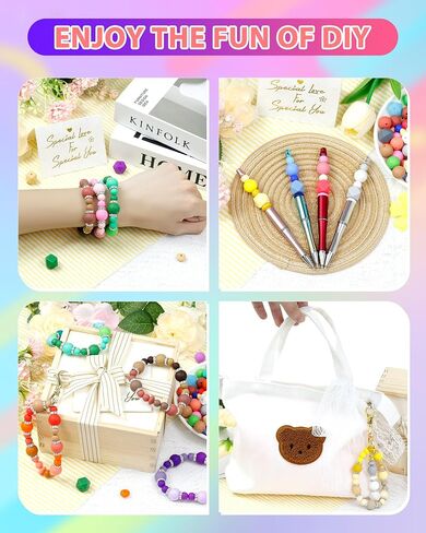 172PCS FIVEIZERO Silicone Beads for Keychain Making, 6 Mixed Colors Silicone Focal Beads Kit, 9mm & 15mm Round Lentil Hexagon Beads & Rhinestone Spacer Beads for Jewelry Making & Bracelets (Brown) in Saudi Arabia