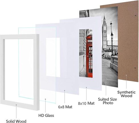 eletecpro 12x12 Picture Frame Made of Solid Wood with Real Glass Cover, Wooden Photo Frame Display Picture 8x8 with Mat or 12x12 Without Mat for Wall and Tabletop Display, Black in Kuwait