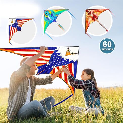Kites for Kids Ages 4-8 & 8-12，Large Delta Kites for Adults, Beach Kite, Kids Kites Easy to Fly, Best Kites for Boys and Girls, Perfect for Beginners, Gifts for Holiday Easter Festival (Eagle Flag) in Saudi Arabia