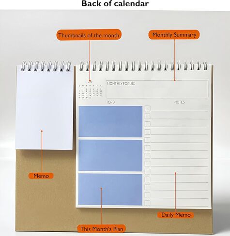 2025 New Year Desk Calendar,Multifunctional Standing Flip 12 Month Desk Calendar, from January 2025 to December 2025,Highlight Holidays,To-do List,Thick Paper Planning Calendar with Pocket for Each Month & Memo Pad & Sticky Notes, for Home or Office in Saudi Arabia