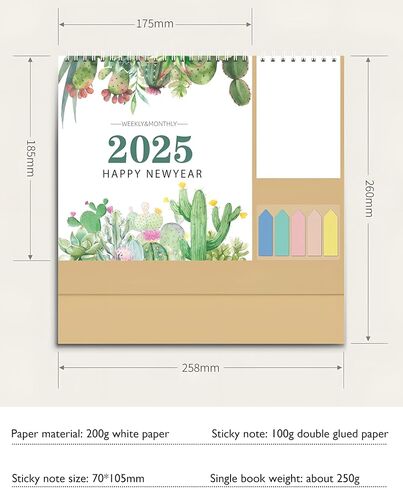 2025 New Year Desk Calendar,Multifunctional Standing Flip 12 Month Desk Calendar, from January 2025 to December 2025,Highlight Holidays,To-do List,Thick Paper Planning Calendar with Pocket for Each Month & Memo Pad & Sticky Notes, for Home or Office in Saudi Arabia