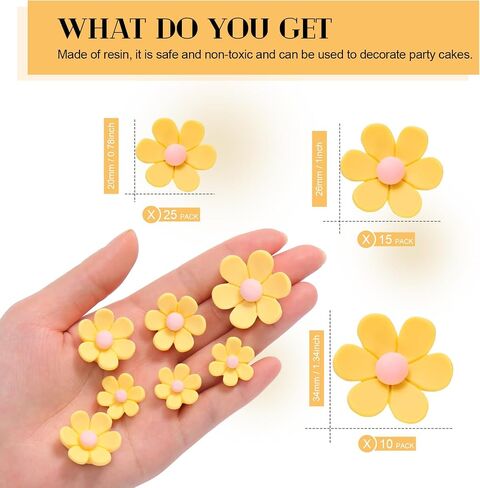 Weysat 50 Pcs Flatback Resin Daisy Flower Charms Mini Resin Flower Beads Daisy Sunflowers Mixed Sizes Slime Charms Embellishment for Craft DIY Scrapbook Hair Clip Pin Phone Case Decor(White) in Saudi Arabia