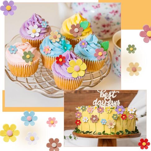 Weysat 50 PCS Flatback Resin Daisy Flower Charms Mini Resin Flower Beads Daisy Sunflowers Mixed Sizes Sclime Charms for Craft Diy Shutbook Clip Clip Pin Dick (White) in Kuwait