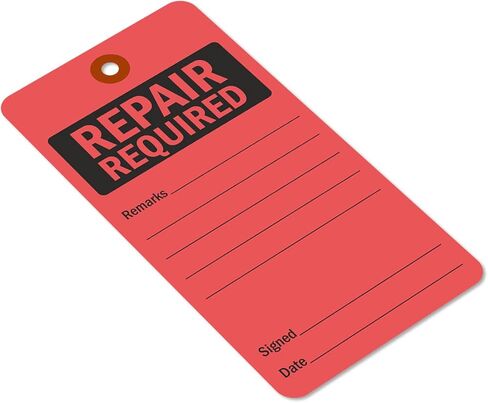 SmartSign Repair Required Tags | 5 3/4" x 3" Fluorescent 13pt Cardstock Red Color Pack of 100 in Kuwait