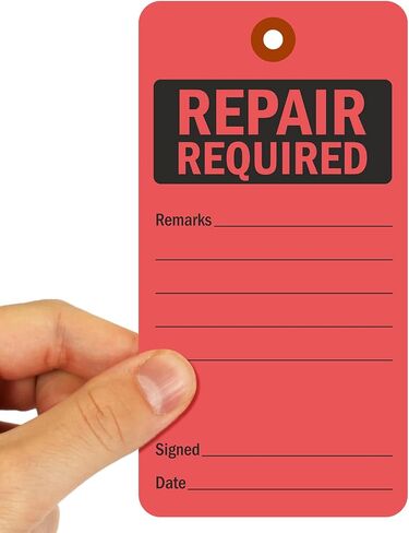 SmartSign Repair Required Tags | 5 3/4" x 3" Fluorescent 13pt Cardstock Red Color Pack of 100 in Kuwait