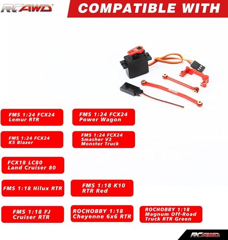 RCAWD لـ FCX24 FCX18 30 ٪ ترقيات RC SERVO SEAT & 1KG SERVO SET & STEERING RINCAGE و 21T Servo ARM PARTS FOR in Kuwait