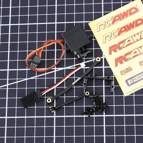 RCAWD for FCX24 FCX18 30% Upgrades RC Servo Seat & 1kg Metal Servo Set & Steering Linkage & 21T Servo Arm Parts for FMS Power Wagon Smasher Lemur K5 Blazer & LC80 Hilux ROCHOBBY Magnum K10 Black in Kuwait