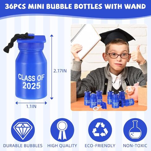36 Pcs 2025 Graduation Bubble Bottles, 0.6oz Mini Bubble Bottles with Cap Wand, Refillable, Black, Graduation Party Favors for Guests, Boys Girls, Adults, Unisex in Saudi Arabia