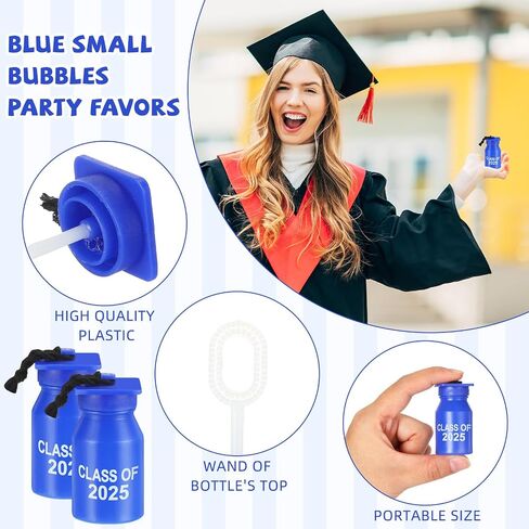 36 Pcs 2025 Graduation Bubble Bottles, 0.6oz Mini Bubble Bottles with Cap Wand, Refillable, Black, Graduation Party Favors for Guests, Boys Girls, Adults, Unisex in Saudi Arabia