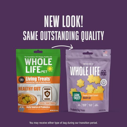 Whole Life Pet Human Grade Probiotic Dog Treats - Pumpkin & Yogurt – Easy Digestion, Firmer Stool, Sensitive Stomachs - Made in The USA in Saudi Arabia