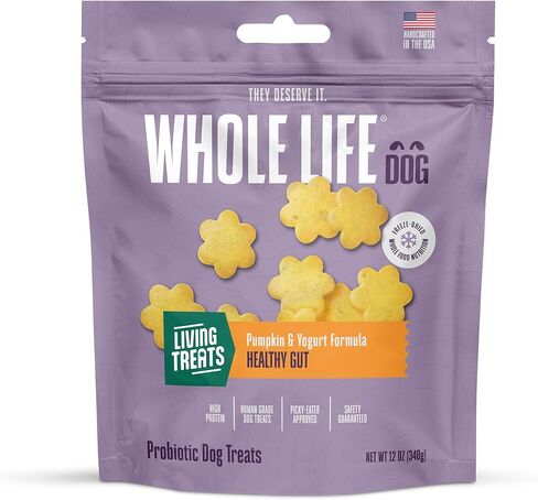 Whole Life Pet Human Grade Probiotic Dog Treats - Pumpkin & Yogurt – Easy Digestion, Firmer Stool, Sensitive Stomachs - Made in The USA in Saudi Arabia