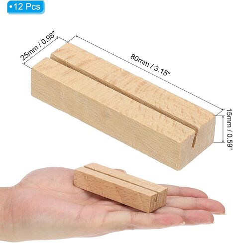 PATIKIL Wood Place Card Holder, 12Pcs Table Sign Holder Table Number Holders Name Card Stands for Photo Menu Display Wedding Ceremony Birthday Party Decorations, Blue in Kuwait