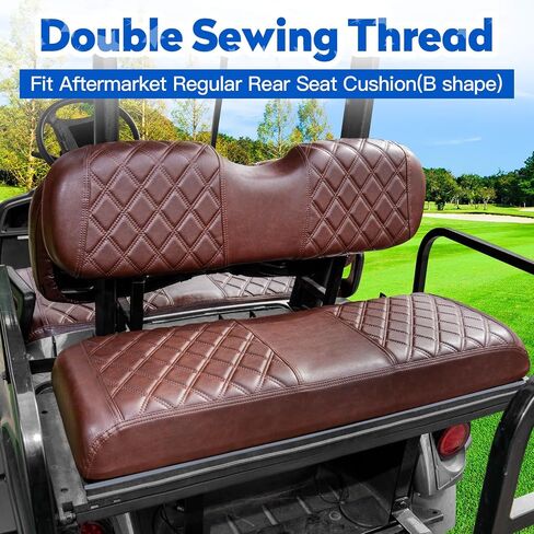NOKINS 4PCS Golf Cart Diamond Seat Covers Kit, Front and Rear Seat Covers Fits Club Car DS 2000.5-Up OEM Ordinary Seat Cushion, No Need to Staples, Durable Breathable Vinyl (Black&Black Stitching) in Kuwait