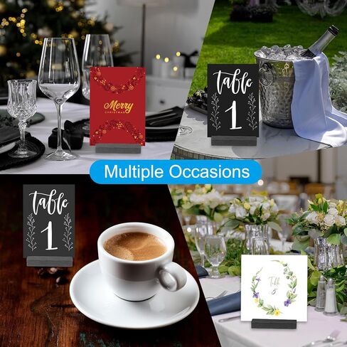 PATIKIL Wood Place Card Holder, 12Pcs Table Sign Holder Table Number Holders Name Card Stands for Photo Menu Display Wedding Ceremony Birthday Party Decorations, Blue in Kuwait