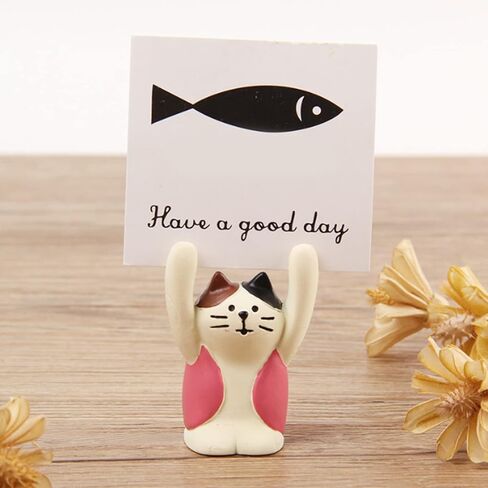 Tissting Cute Animal Cartoon Photo Clip 2.6 x 5cm Resin Base Memo Clips Holder DIY Note Photo Stand Place Card Holder for Home Office Decoration(Bowl of Cat Ice Cream) in Saudi Arabia