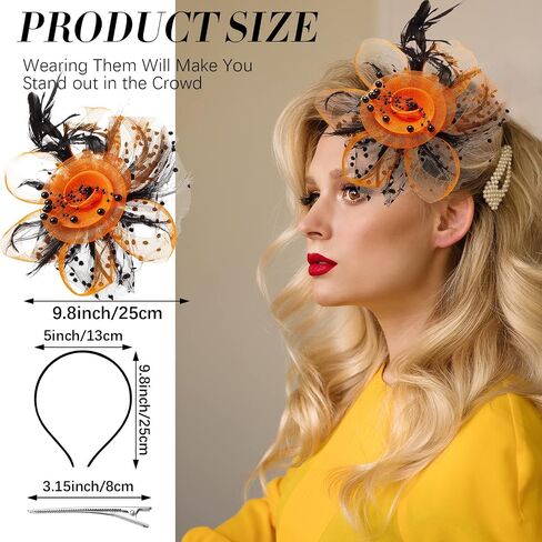 Yunsailing 8 Pcs Fascinators Hat Flower Mesh Tea Party Hat Fascinator Veil Headband for Women Party Wedding(Stylish Color) in Kuwait