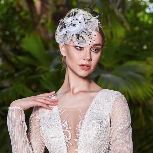 Yunsailing 8 Pcs Fascinators Hat Flower Mesh Tea Party Hat Fascinator Veil Headband for Women Party Wedding(Stylish Color) in Kuwait