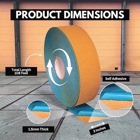 شريط تحديد الرصيف DuraMark RPT-750 - شريط قاعدة مطاطي متين ومقاوم للانزلاق ومتين للاستخدام الخارجي، معتمد من Bast (أصفر، 2 بوصة × 108 قدم) in Kuwait
