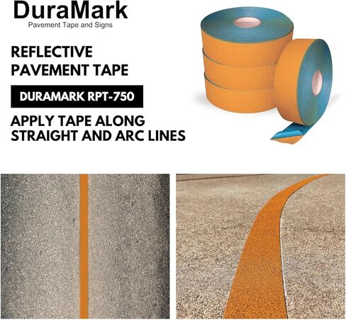 شريط تحديد الرصيف DuraMark RPT-750 - شريط قاعدة مطاطي متين ومقاوم للانزلاق ومتين للاستخدام الخارجي، معتمد من Bast (أصفر، 2 بوصة × 108 قدم) in Kuwait