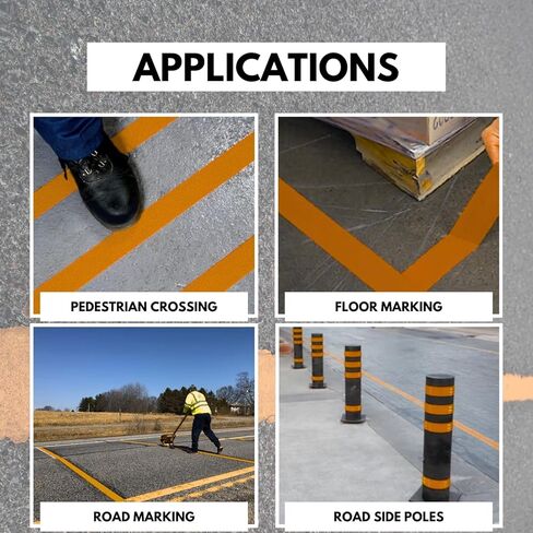 شريط تحديد الرصيف DuraMark RPT-750 - شريط قاعدة مطاطي متين ومقاوم للانزلاق ومتين للاستخدام الخارجي، معتمد من Bast (أصفر، 2 بوصة × 108 قدم) in Kuwait