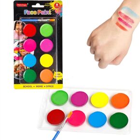 8-Color Face Painting Kit with Soft Brush, Oil-Based Non Toxic Face Body Safe Paint for Halloween, Cosplay, Kids Parties, Masquerade