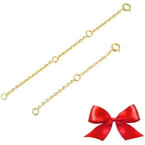 Elda & Co Sterling Silver Necklace Extensions 14K Gold Placed Stain Clate Set ، 2 PCS Pack ، 2 "، 4"