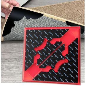 Rug Non Slip Grippers, Reusable Rug Corner Tape Pads for Hardwood Floors and Tiles, Strong Firmly Carpet Tape for Area Rugs, No Damaging for Floor, 16Pcs