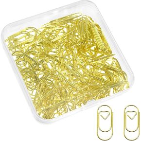 100 Pcs Small Gold Paper Clips Heart Shaped Paperclips, 1 inch Cute Decorative Paper Clips, Wedding Invitation Accessories