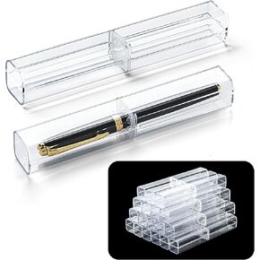 Lesnala 20pcs Acrylic Clear Pen Pen Box Plastic Single Ballk Ballpoint Storage Case for Student School Office Super